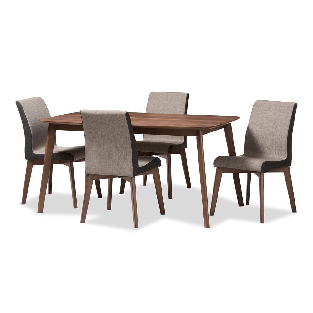 Baxton Studio - Kimberly Dining Set in Light Brown/Walnut Brown - Kimberly-Brown-5PC Dining Set view 1