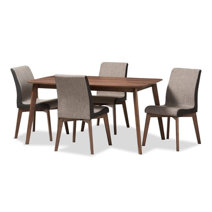 Baxton Studio - Kimberly Dining Set in Light Brown/Walnut Brown - Kimberly-Brown-5PC Dining Set view 1