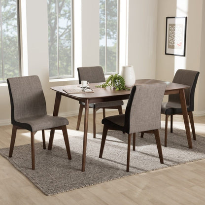 Baxton Studio - Kimberly Dining Set in Light Brown/Walnut Brown - Kimberly-Brown-5PC Dining Set view 4