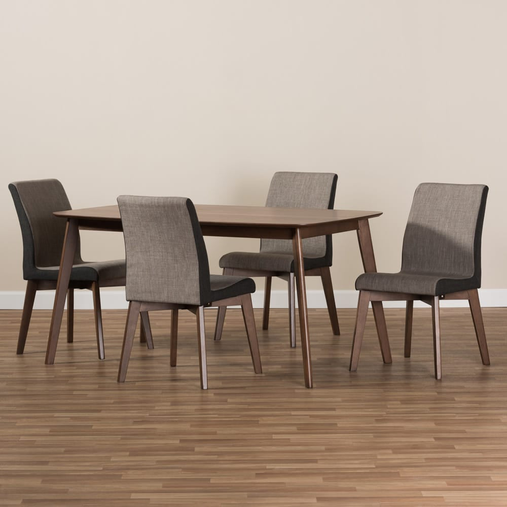 Baxton Studio - Kimberly Dining Set in Light Brown/Walnut Brown - Kimberly-Brown-5PC Dining Set view 5