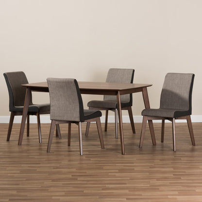 Baxton Studio - Kimberly Dining Set in Light Brown/Walnut Brown - Kimberly-Brown-5PC Dining Set view 5