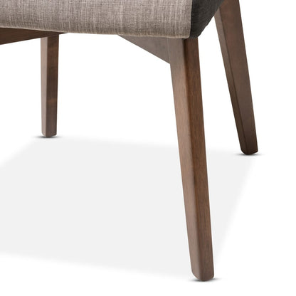 Baxton Studio - Kimberly Dining Set in Table: "Walnut" Brown; Chairs: "Gravel" Multi Color/"Walnut" Brown - Kimberly-Brown/Walnut 5PC Dining Set view 3