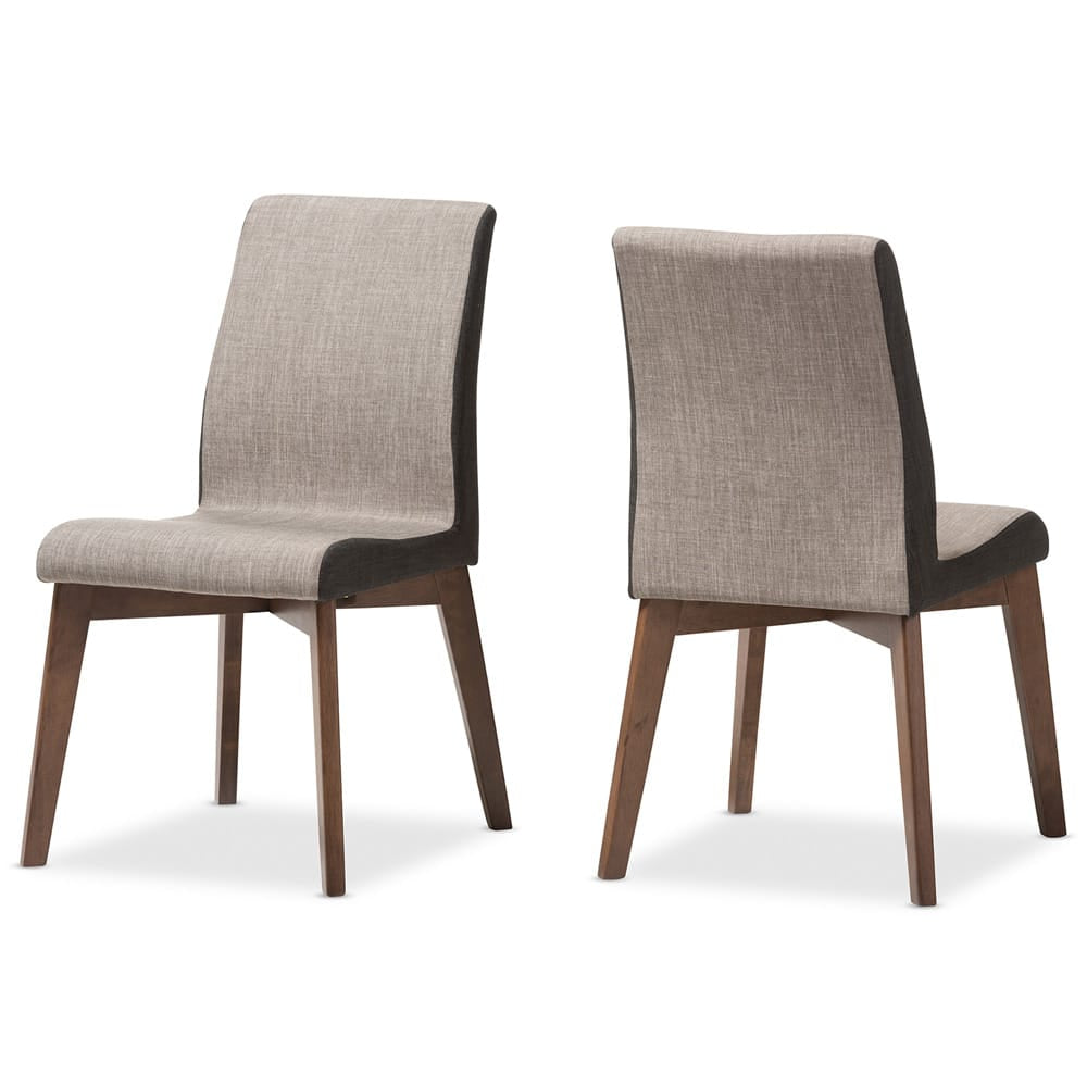 Baxton Studio - Kimberly Set of 2 Dining Chairs in "Gravel" Multi Color/"Walnut" Brown - Kimberly-Brown/Dark-Brown-DC view 1