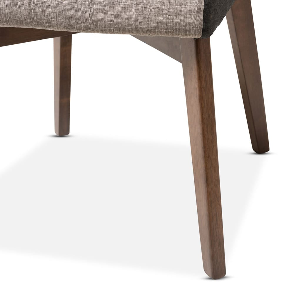 Baxton Studio - Kimberly Set of 2 Dining Chairs in "Gravel" Multi Color/"Walnut" Brown - Kimberly-Brown/Dark-Brown-DC view 5