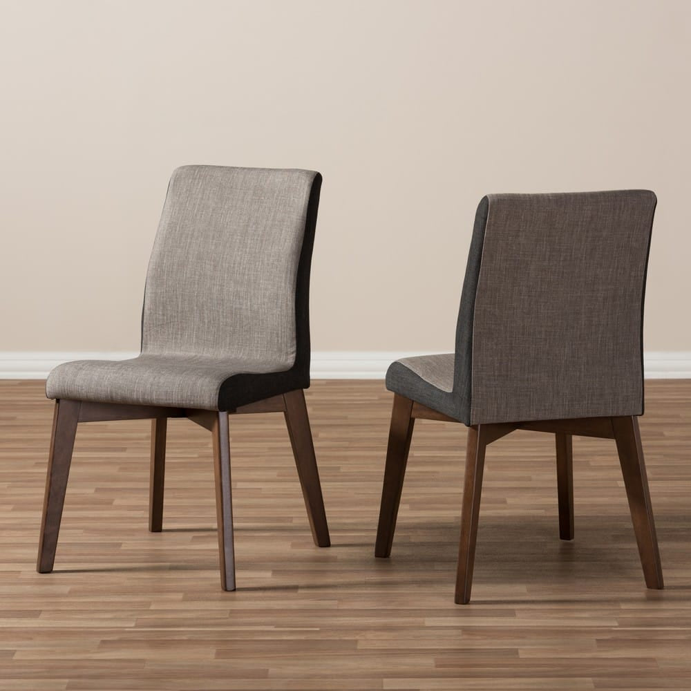 Baxton Studio - Kimberly Set of 2 Dining Chairs in "Gravel" Multi Color/"Walnut" Brown - Kimberly-Brown/Dark-Brown-DC view 7