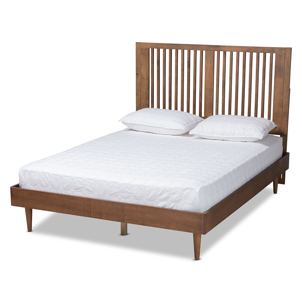 Baxton Studio - Kioshi Full Size Bed in Ash Walnut - Kioshi-Ash Walnut-Full view 1
