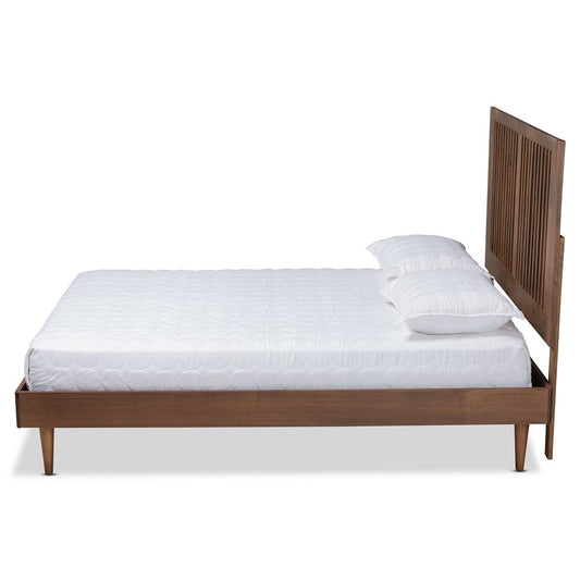 Baxton Studio - Kioshi Full Size Bed in Ash Walnut - Kioshi-Ash Walnut-Full view 2