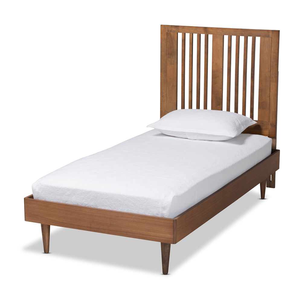 Baxton Studio - Kioshi Twin Size Bed in Ash Walnut - Kioshi-Ash Walnut-Twin view 1