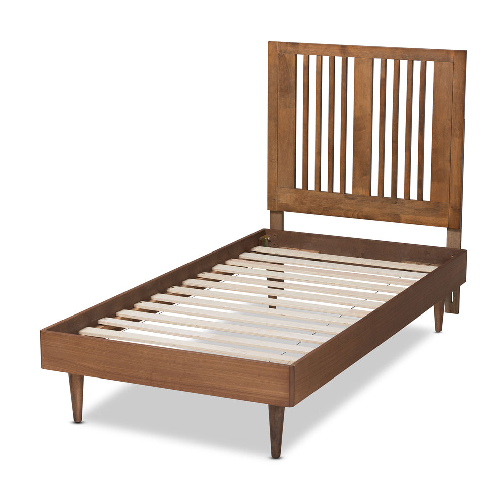 Baxton Studio - Kioshi Twin Size Bed in Ash Walnut - Kioshi-Ash Walnut-Twin view 3