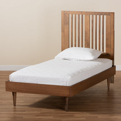 Baxton Studio - Kioshi Twin Size Bed in Ash Walnut - Kioshi-Ash Walnut-Twin view 6