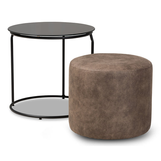 Baxton Studio - Kira Living Room Set in Grey/Brown/Black - 180430-Grey/Black-2PC Set view 2