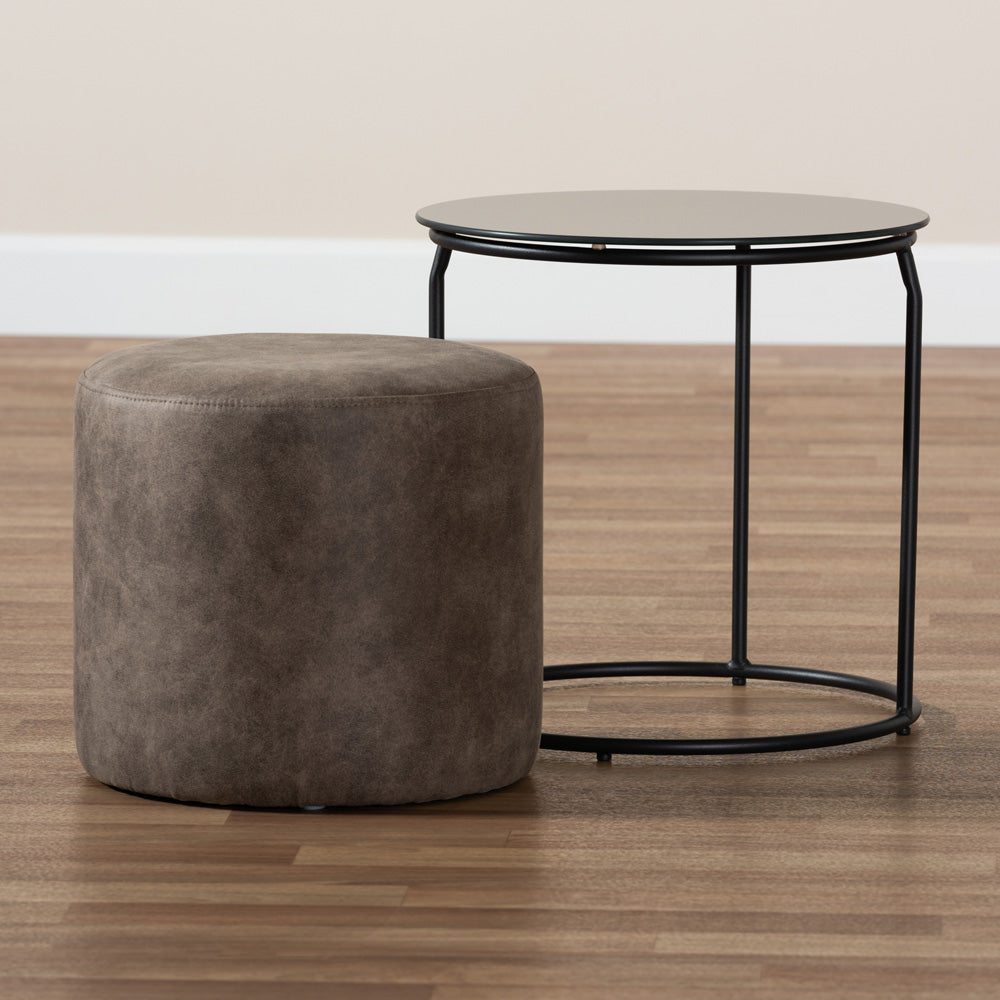 Baxton Studio - Kira Living Room Set in Grey/Brown/Black - 180430-Grey/Black-2PC Set view 5