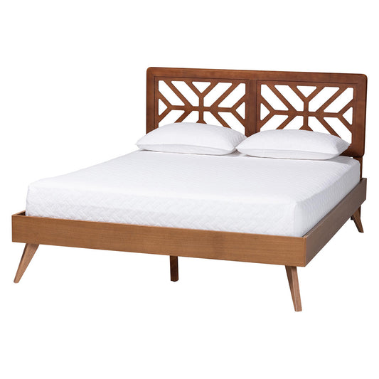 Baxton Studio - Kirabo Queen Size Bed in Ash Walnut - Kirabo-Ash Walnut-Queen view 1