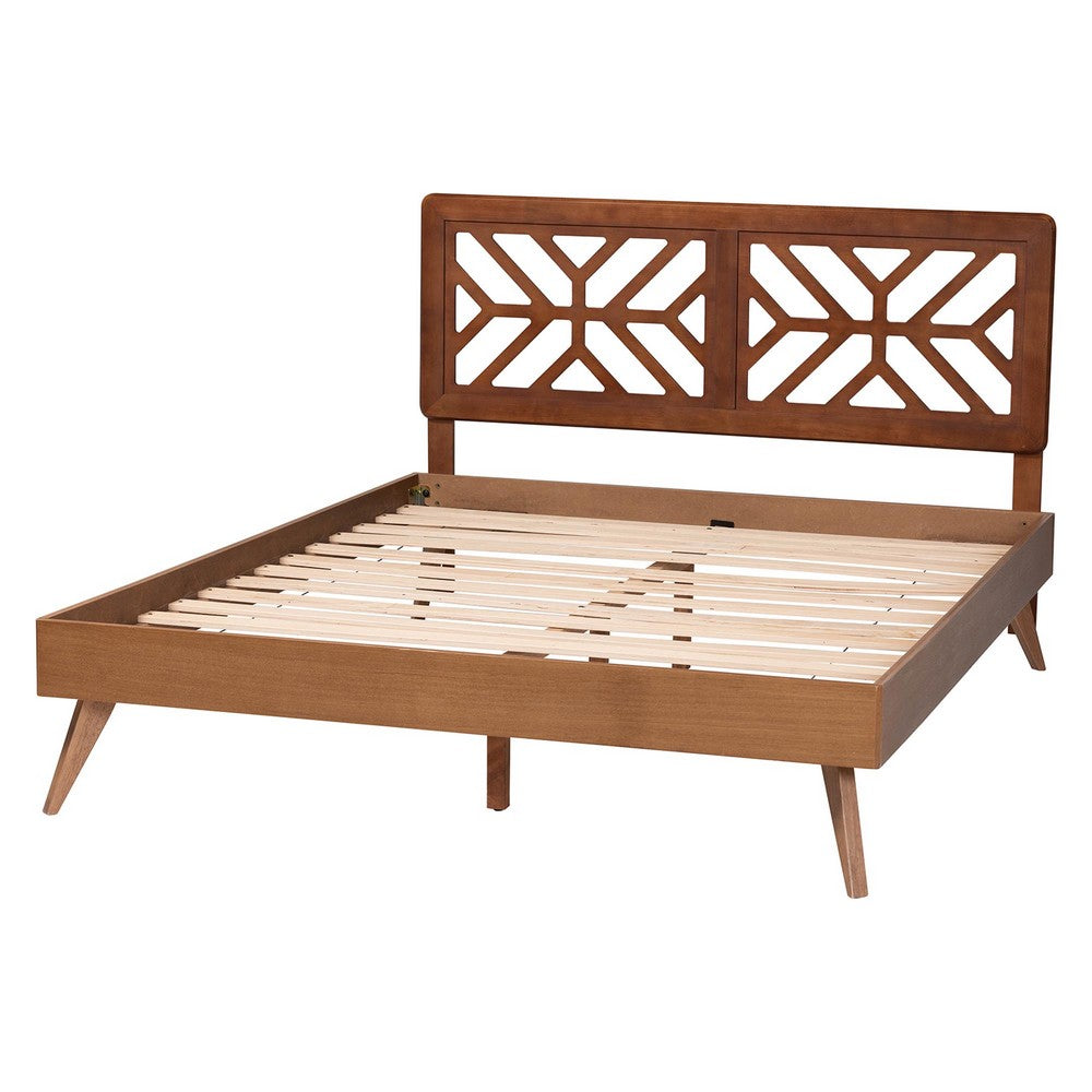 Baxton Studio - Kirabo Queen Size Bed in Ash Walnut - Kirabo-Ash Walnut-Queen view 3