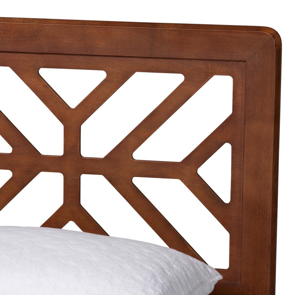 Baxton Studio - Kirabo Queen Size Bed in Ash Walnut - Kirabo-Ash Walnut-Queen view 4