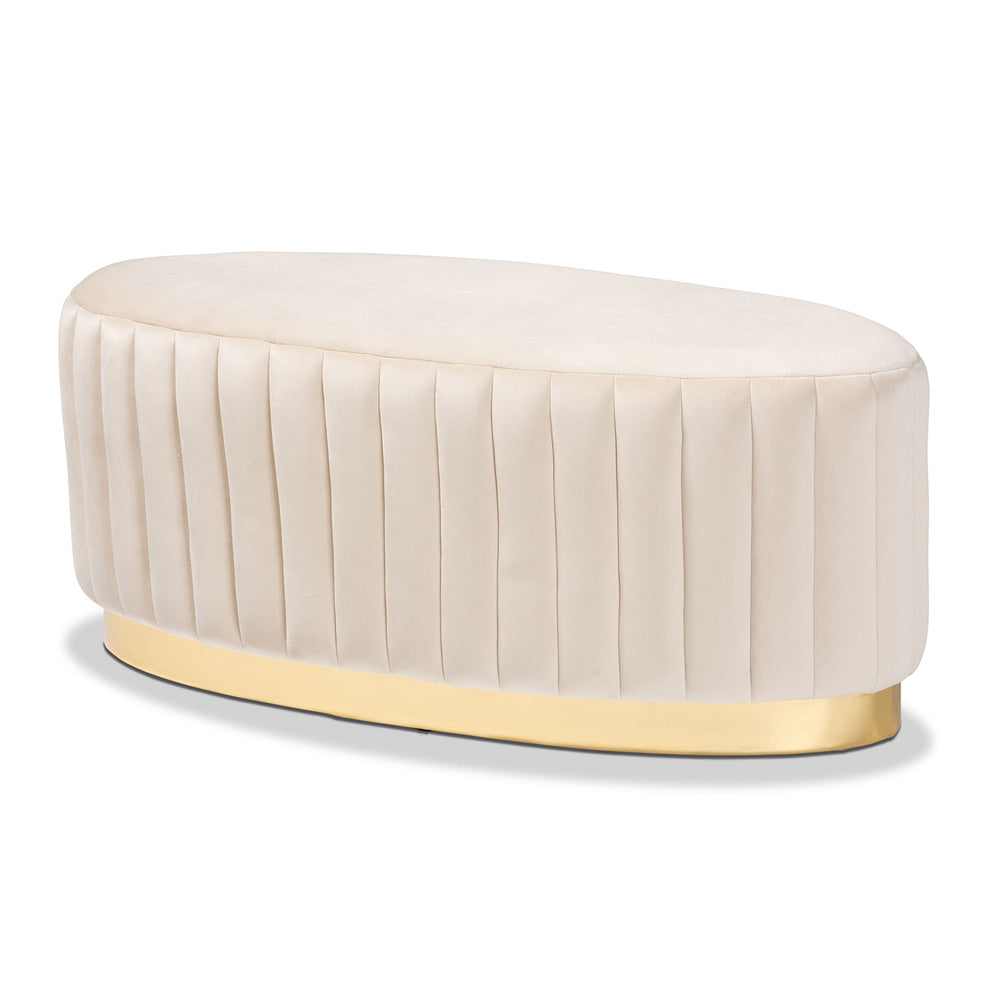Baxton Studio - Kirana Ottoman in Beige/gold - WS-20352-Beige Velvet/Gold-Otto view 1