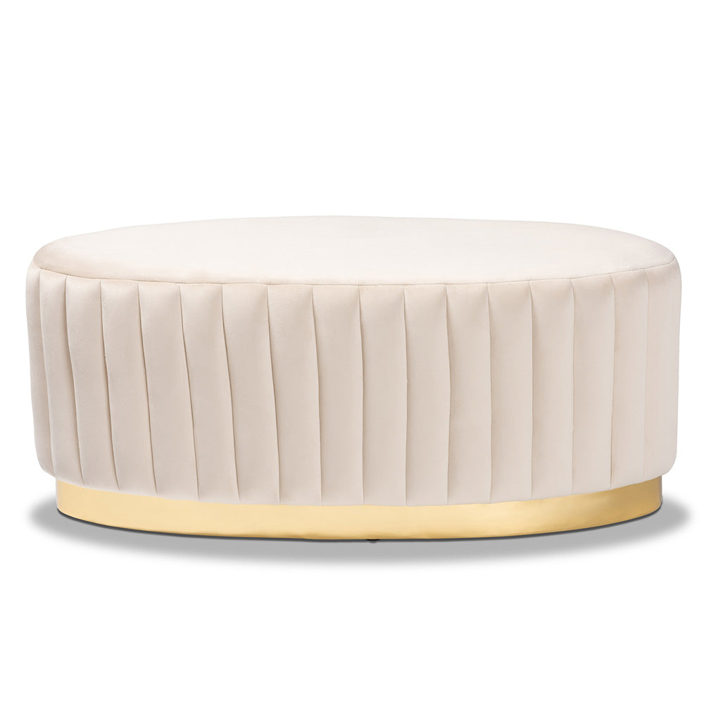 Baxton Studio - Kirana Ottoman in Beige/gold - WS-20352-Beige Velvet/Gold-Otto view 2