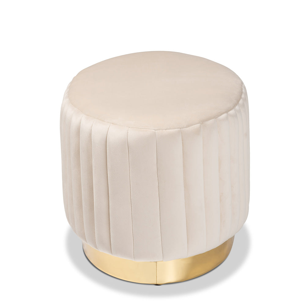 Baxton Studio - Kirana Ottoman in Beige/gold - WS-20352-Beige Velvet/Gold-Otto view 3