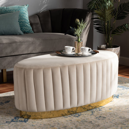 Baxton Studio - Kirana Ottoman in Beige/gold - WS-20352-Beige Velvet/Gold-Otto view 5