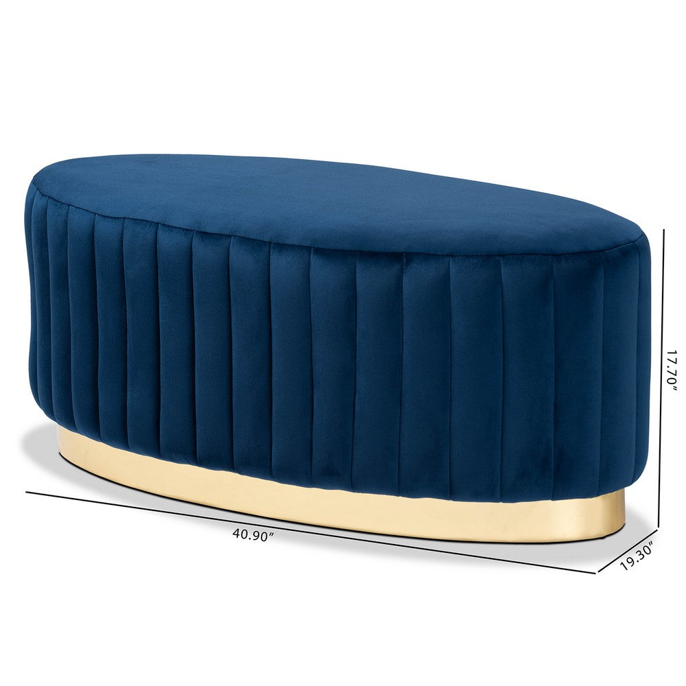 Baxton Studio - Kirana Ottoman in Navy blue/gold - WS-20352-Navy Blue Velvet/Gold-Otto view 7