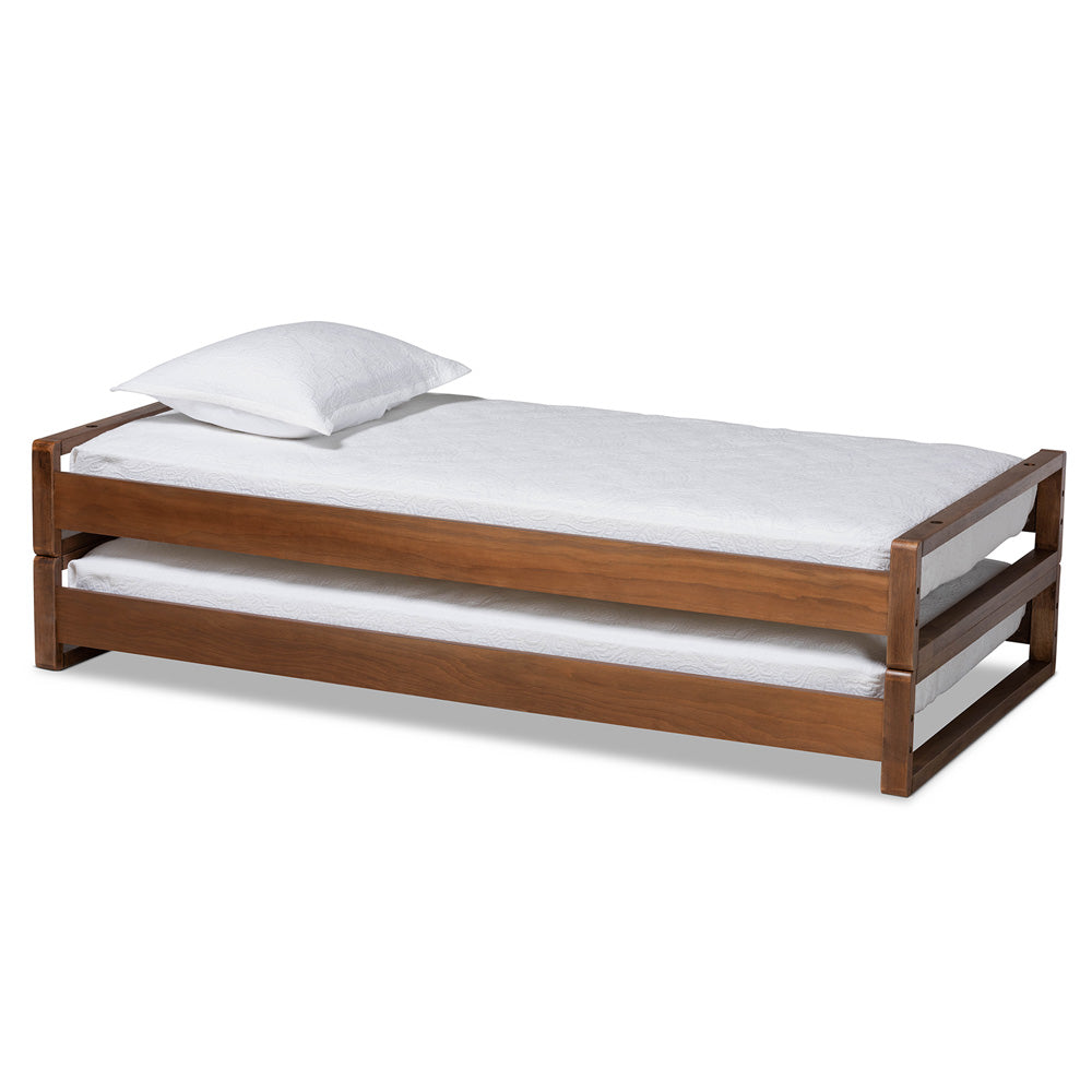Baxton Studio - Klara Twin Size Bed Frame in Walnut - MG0026-Walnut-Twin view 1