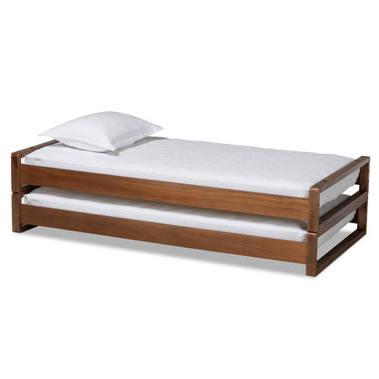 Baxton Studio - Klara Twin Size Bed Frame in Walnut - MG0026-Walnut-Twin view 1