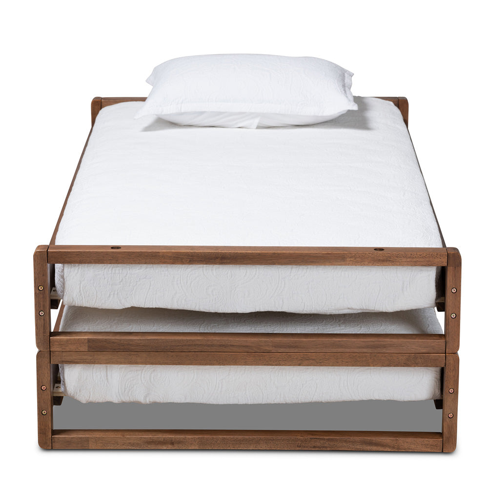 Baxton Studio - Klara Twin Size Bed Frame in Walnut - MG0026-Walnut-Twin view 3