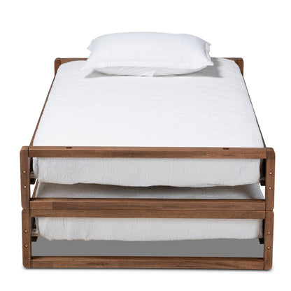 Baxton Studio - Klara Twin Size Bed Frame in Walnut - MG0026-Walnut-Twin view 3