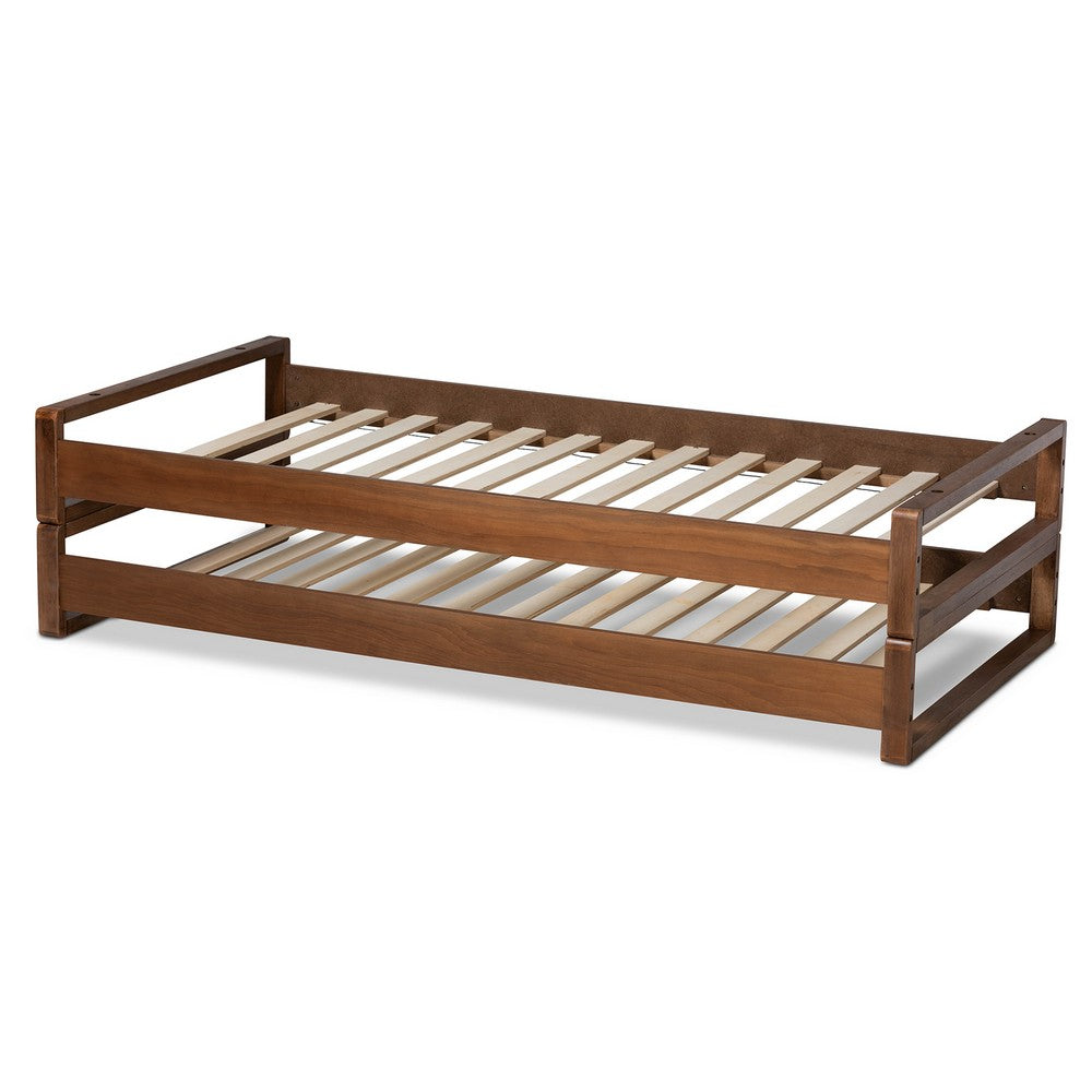 Baxton Studio - Klara Twin Size Bed Frame in Walnut - MG0026-Walnut-Twin view 4