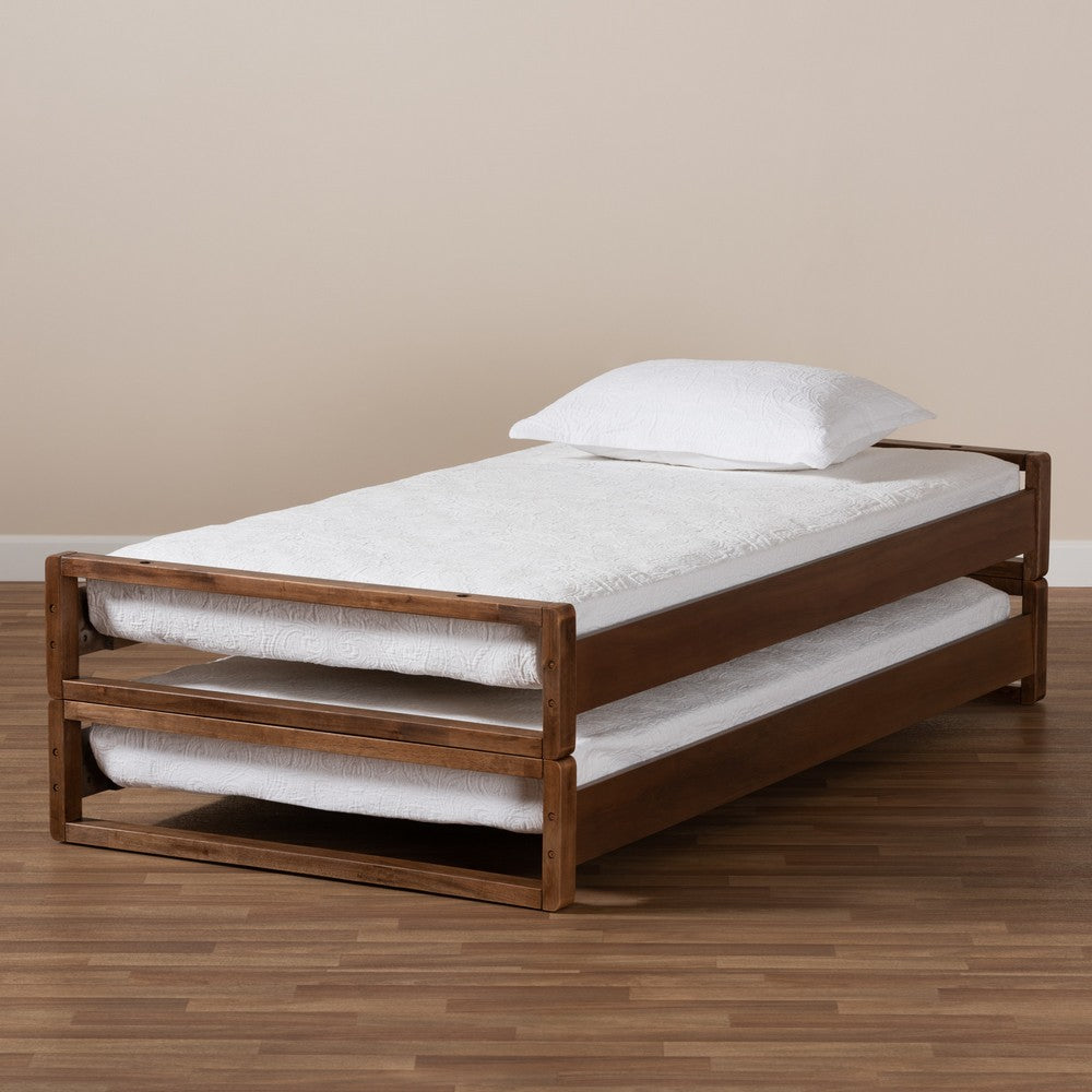 Baxton Studio - Klara Twin Size Bed Frame in Walnut - MG0026-Walnut-Twin view 9