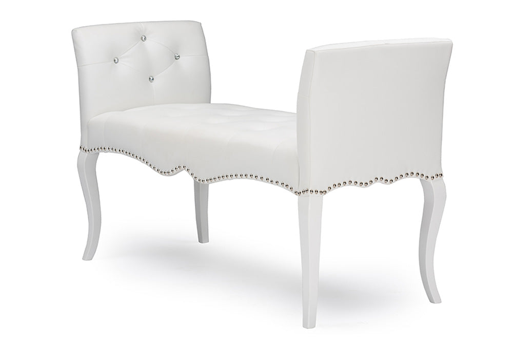 Baxton Studio - Kristy Bench in White - BBT5197-Bench-White view 1