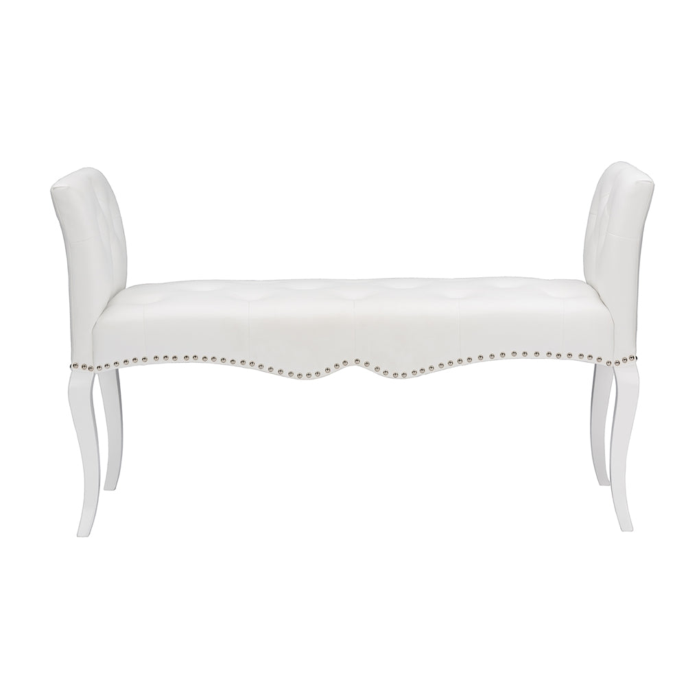 Baxton Studio - Kristy Bench in White - BBT5197-Bench-White view 2