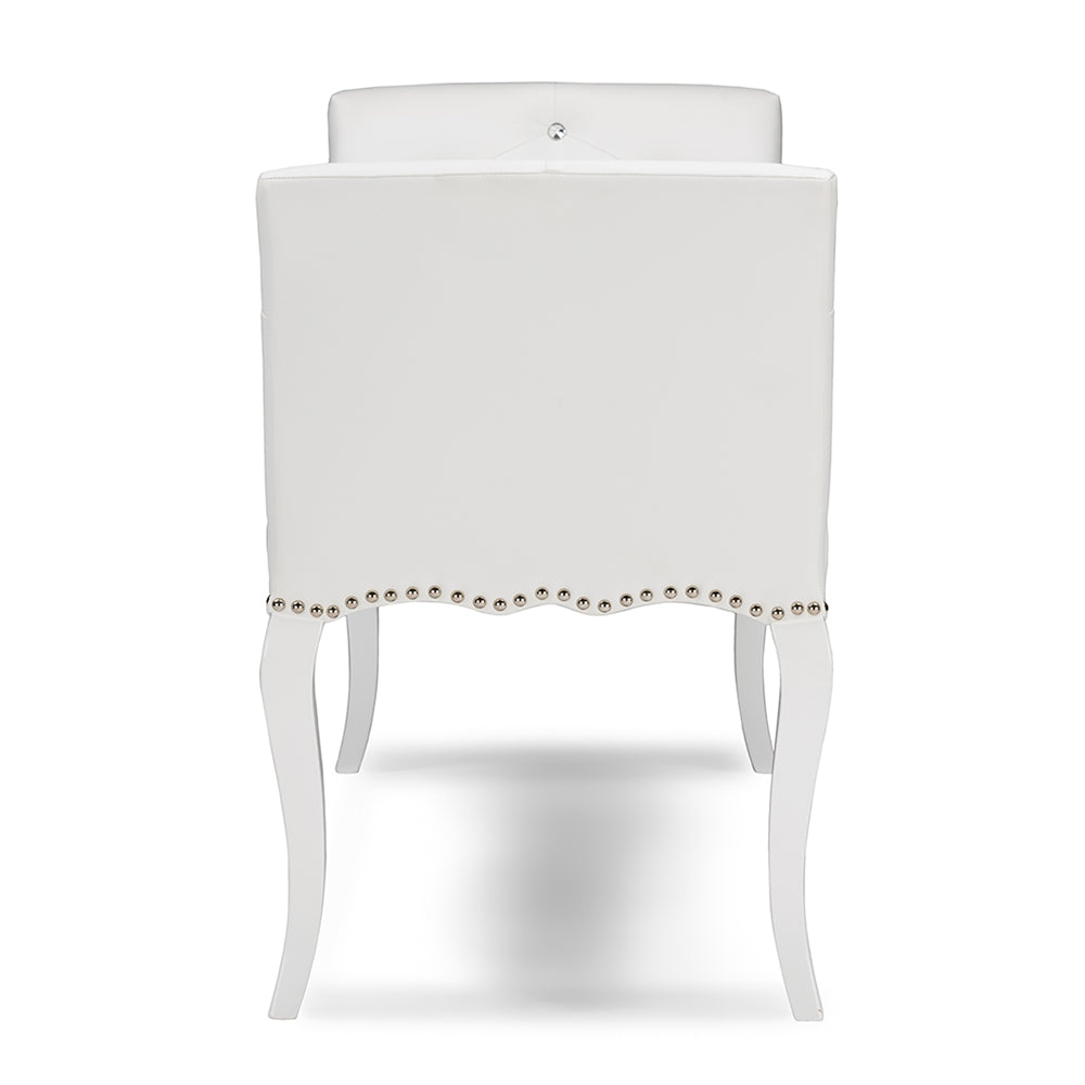 Baxton Studio - Kristy Bench in White - BBT5197-Bench-White view 3