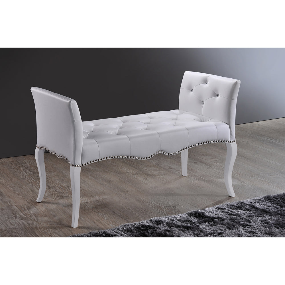Baxton Studio - Kristy Bench in White - BBT5197-Bench-White view 5