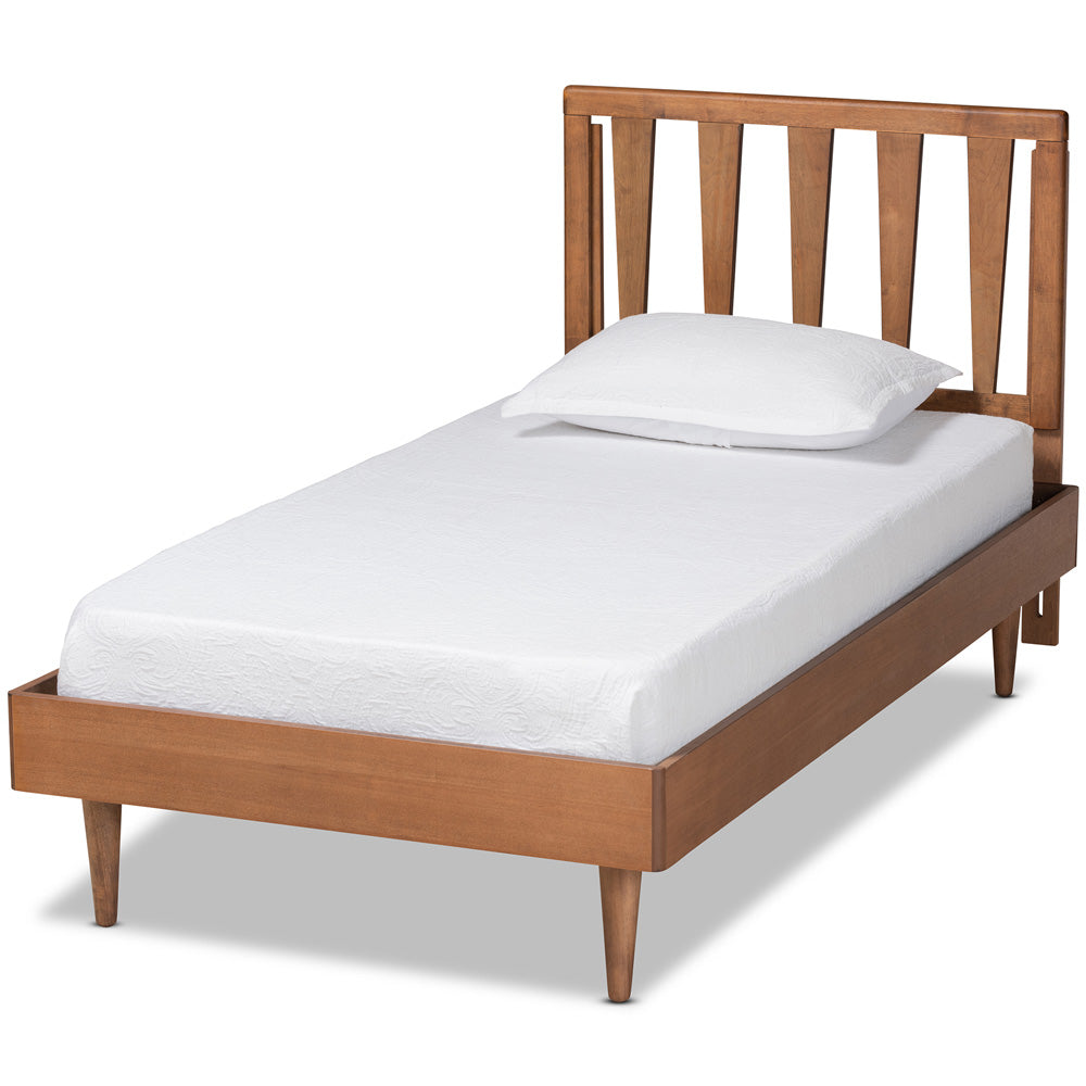 Baxton Studio - Kuro Twin Size Bed in Walnut Brown - Kuro-Ash Walnut-Twin view 1
