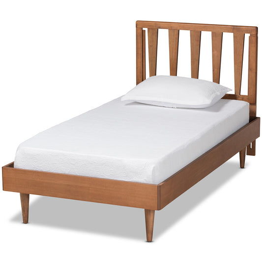 Baxton Studio - Kuro Twin Size Bed in Walnut Brown - Kuro-Ash Walnut-Twin view 1