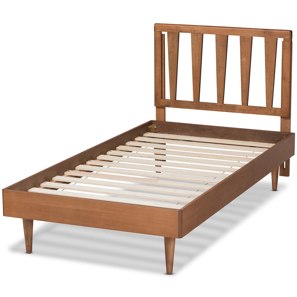 Baxton Studio - Kuro Twin Size Bed in Walnut Brown - Kuro-Ash Walnut-Twin view 3