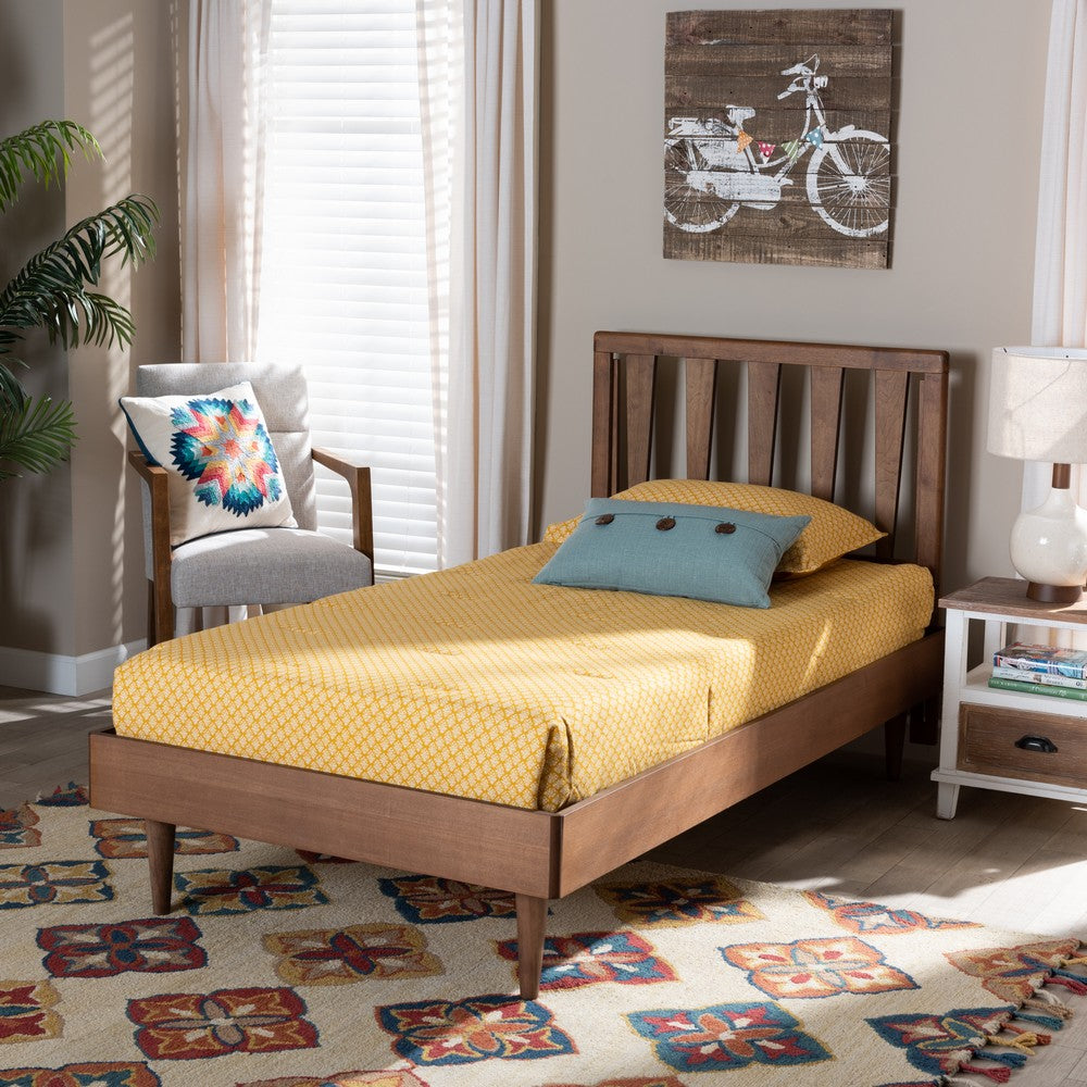 Baxton Studio - Kuro Twin Size Bed in Walnut Brown - Kuro-Ash Walnut-Twin view 6