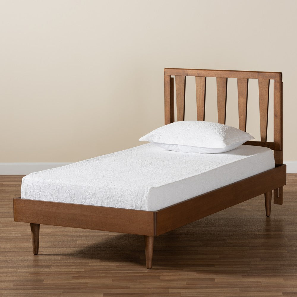 Baxton Studio - Kuro Twin Size Bed in Walnut Brown - Kuro-Ash Walnut-Twin view 7