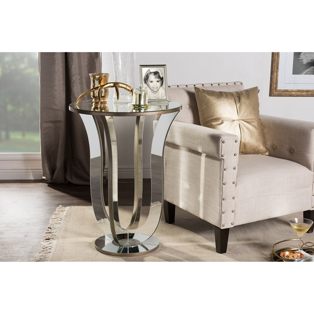 Baxton Studio - Kylie Side Table in "Silver" Mirrored - RS1242 view 3
