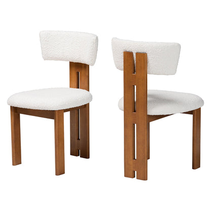 Baxton Studio - Kyren Set of 2 Dining Chairs in Cream/Walnut Brown - BBT5538-Walnut/Cream-DC view 1