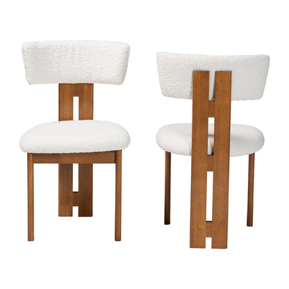 Baxton Studio - Kyren Set of 2 Dining Chairs in Cream/Walnut Brown - BBT5538-Walnut/Cream-DC view 2