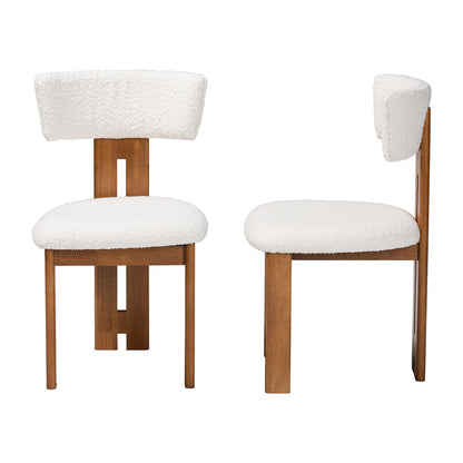 Baxton Studio - Kyren Set of 2 Dining Chairs in Cream/Walnut Brown - BBT5538-Walnut/Cream-DC view 3