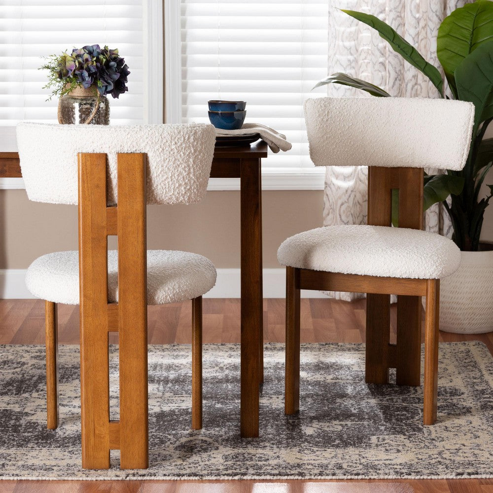 Baxton Studio - Kyren Set of 2 Dining Chairs in Cream/Walnut Brown - BBT5538-Walnut/Cream-DC view 7