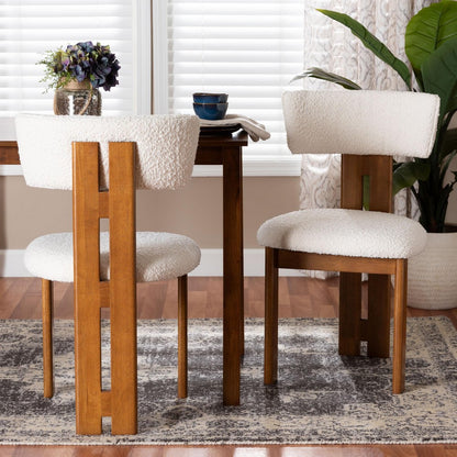 Baxton Studio - Kyren Set of 2 Dining Chairs in Cream/Walnut Brown - BBT5538-Walnut/Cream-DC view 7