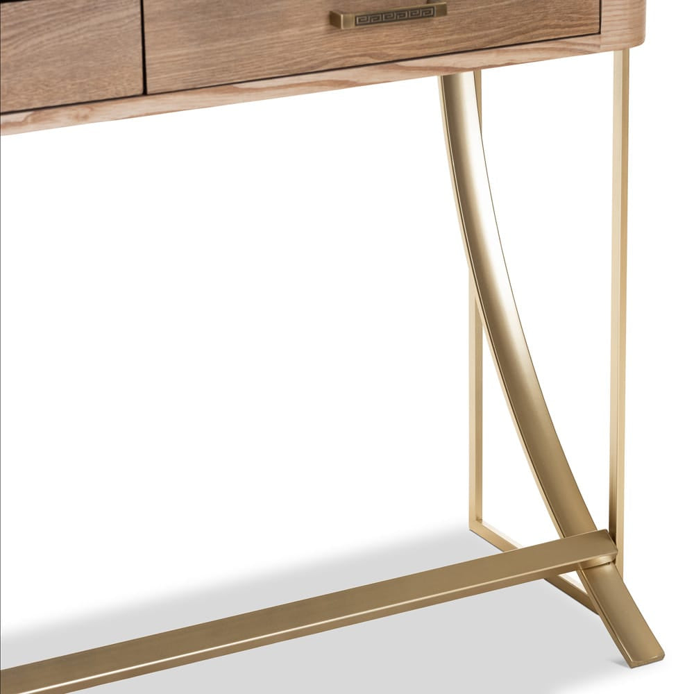 Baxton Studio - Lafoy Console Table in Natural Brown/Gold - FJ2A034-Light Brown-Console view 6