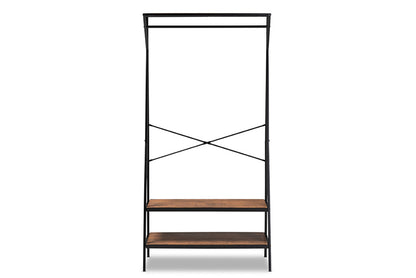 Baxton Studio - Laima Shelving Unit - SR1802055-Rustic Brown/Black-Coat Hanger view 2