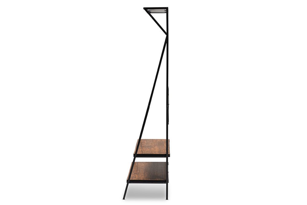 Baxton Studio - Laima Shelving Unit - SR1802055-Rustic Brown/Black-Coat Hanger view 3