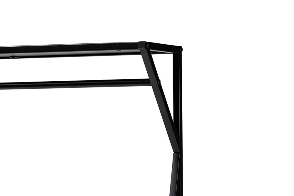 Baxton Studio - Laima Shelving Unit - SR1802055-Rustic Brown/Black-Coat Hanger view 4
