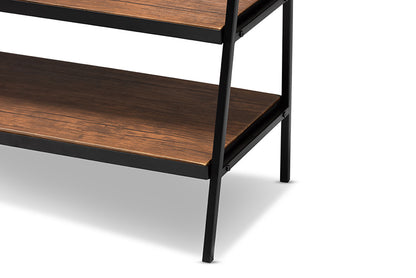 Baxton Studio - Laima Shelving Unit - SR1802055-Rustic Brown/Black-Coat Hanger view 6